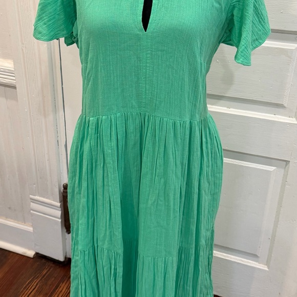 Oliphant Tuckernuck NWT Bahama Green Cotton Gauze V Neck Maxi Dress Sz L - Picture 4 of 14